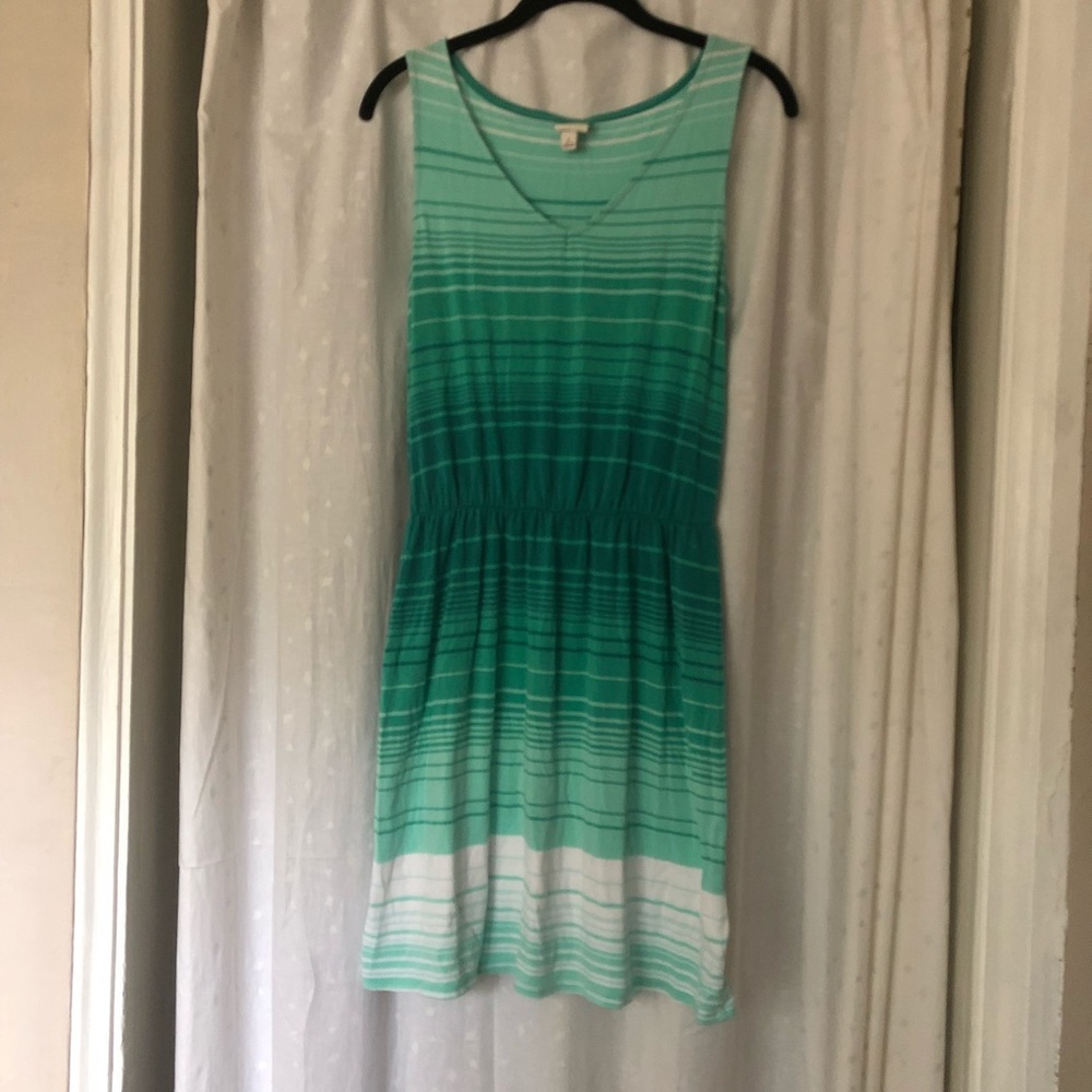 Striped V Neck Shirt Dress With Tie Waist